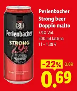 Lidl Perlenbacher Strong beer Doppio malto offerta