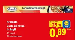 Lidl Aromata Carta da forno in fogli offerta