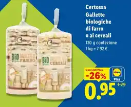 Lidl Certossa Gallette biologiche di farro o ai cereali offerta