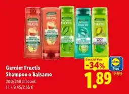 Lidl Garnier Fructis Shampoo o Balsamo offerta