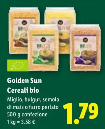 Lidl Golden Sun Cereali bio offerta