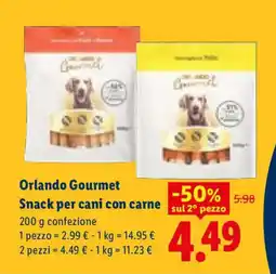 Lidl Orlando Gourmet Snack per cani con carne sul offerta