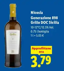 Lidl Nicosia Generazione 898 Grillo DOC Sicilia offerta