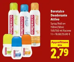 Lidl Borotalco Deodorante Attivo offerta
