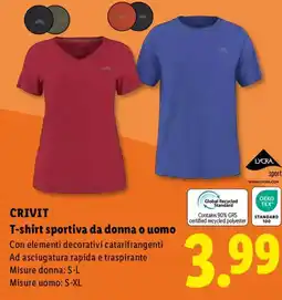 Lidl CRIVIT T-shirt sportiva da donna o uomo offerta
