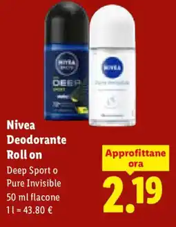 Lidl Nivea Deodorante Roll on offerta