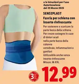 Lidl SENSIPLAST Fascia per schiena con inserto rinfrescante offerta