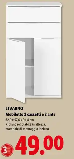 Lidl LIVARNO Mobiletto 2 cassetti e 2 ante offerta