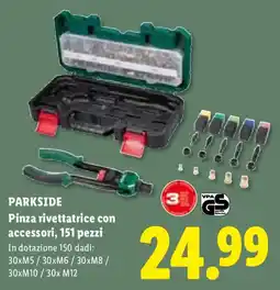 Lidl PARKSIDE Pinza rivettatrice con accessori, 151 pezzi offerta