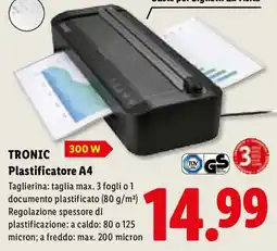 Lidl TRONIC Plastificatore A4 offerta