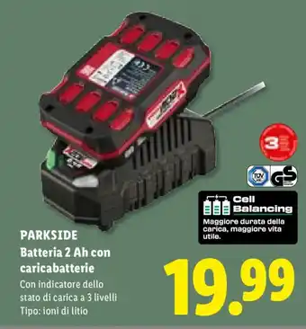 Lidl PARKSIDE Batteria 2 Ah con caricabatterie offerta