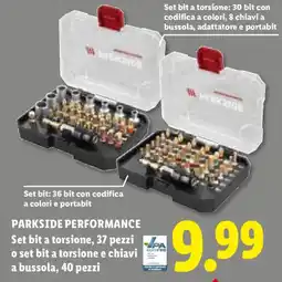 Lidl PARKSIDE PERFORMANCE Set bit a torsione, 37 pezzi o set bit a torsione e chiavi a bussola, 40 pezzi offerta