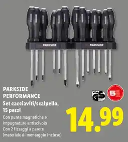 Lidl PARKSIDE PERFORMANCE Set cacciaviti/scalpello, 15 pezzi offerta