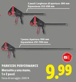 Lidl PARKSIDE PERFORMANCE Morsetto a una mano, 1 o 2 pezzi offerta
