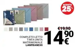 Supermercati Gulliver Completo letto tinta unita matrimoniale LANFRANCHI offerta