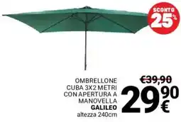 Supermercati Gulliver Ombrellone cuba 3x2 metri con apertura a manovella GALILEO offerta