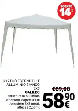 Supermercati Gulliver Gazebo estendibile alluminio bianco 3x3 GALILEO offerta