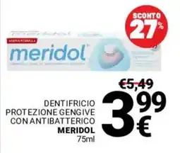 Supermercati Gulliver Dentifricio protezione gengive con antibatterico MERIDOL offerta