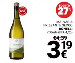 Supermercati Gulliver Malvasia frizzante secco BONELLI offerta