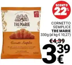 Supermercati Gulliver Cornetto semplice TRE MARIE offerta