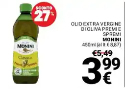 Supermercati Gulliver Olio extra vergine di oliva premie spremi MONINI offerta