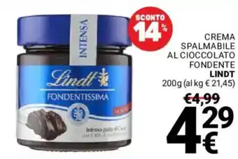 Supermercati Gulliver Crema spalmabile al cioccolato fondente LINDT offerta