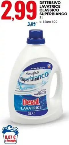 Eurospin Dexal detersivo lavatrice classico superbianco offerta