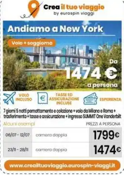 Eurospin Andiamo a New York Volo + soggiorno offerta