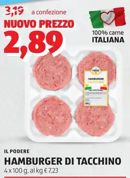 ALDI Il podere hamburger di tacchino offerta