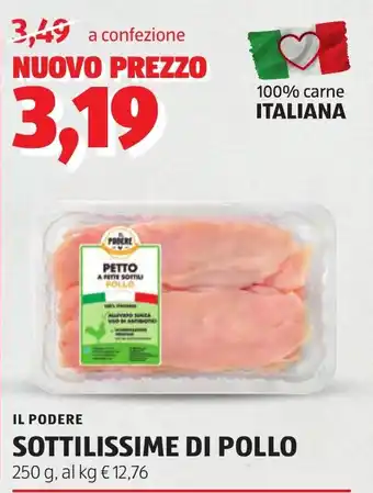 Il podere sottilissime di pollo