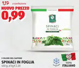 ALDI I colori del sapore spinaci in foglia offerta