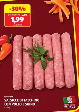 ALDI Il podere salsicce di tacchino con pollo e suino offerta