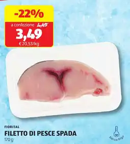 ALDI Fiorital filetto di pesce spada offerta