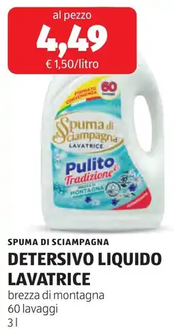 ALDI Spuma di sciampagna detersivo liquido lavatrice offerta