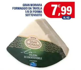 Gran moravia formaggio da tavola 1/8 di forma sottovuoto
