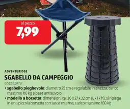 ALDI Adventuridge sgabello da campeggio offerta