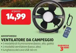 ALDI Adventuridge ventilatore da campeggio offerta
