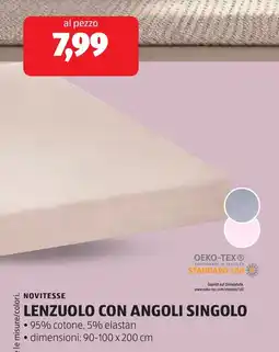 ALDI Novitesse lenzuolo con angoli singolo offerta