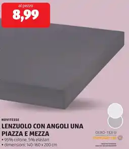 ALDI Novitesse lenzuolo con angoli una piazza e mezza offerta