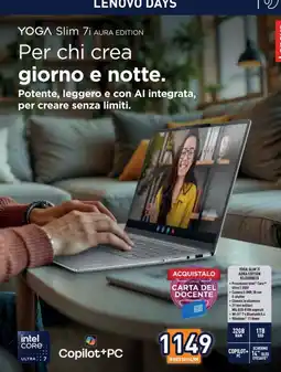 Unieuro Lenovo YOGA SLIM 71 AURA EDITION 83JX0OBEIX offerta