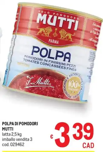Metro Polpa di pomodori MUTTI offerta