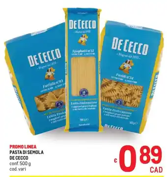Metro Pasta di semola DE CECCO offerta