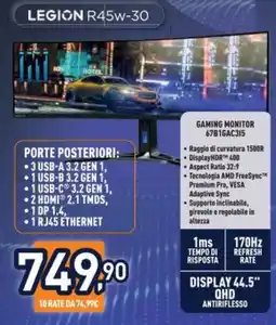 Unieuro Lenovo GAMING MONITOR 67B16AC315 offerta