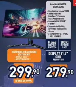 Unieuro Lenovo GAMING MONITOR 67C8GAC115 offerta
