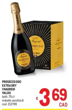 Metro Prosecco doc extra dry imagredi VALDO offerta
