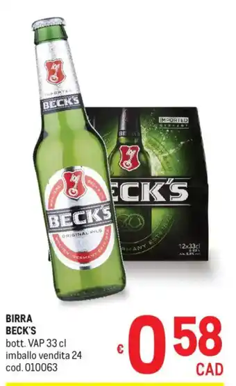 Metro Birra BECK'S offerta