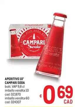 Metro Aperitivo 10° CAMPARI SODA offerta