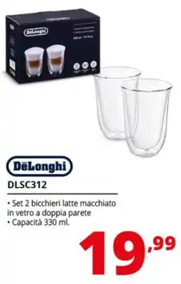Comet DeLonghi DLSC312 Set 2 bicchieri latte macchiato offerta