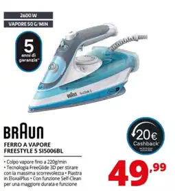Comet BRAUN FERRO A VAPORE FREESTYLE 5 S15006BL offerta