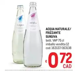 Metro Acqua naturale/ frizzante SURGIVA offerta